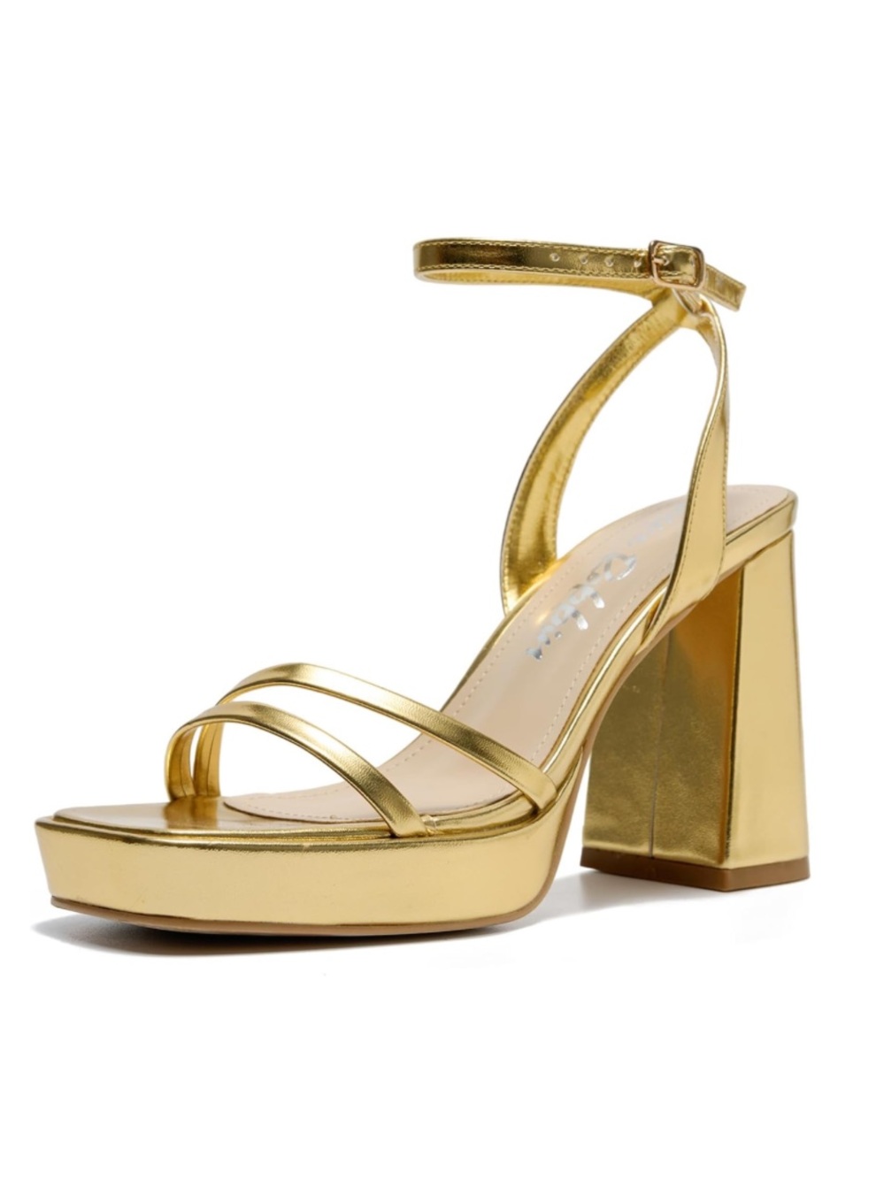 Cape Robbin Gold Metallic Platform Block Heel Sandal